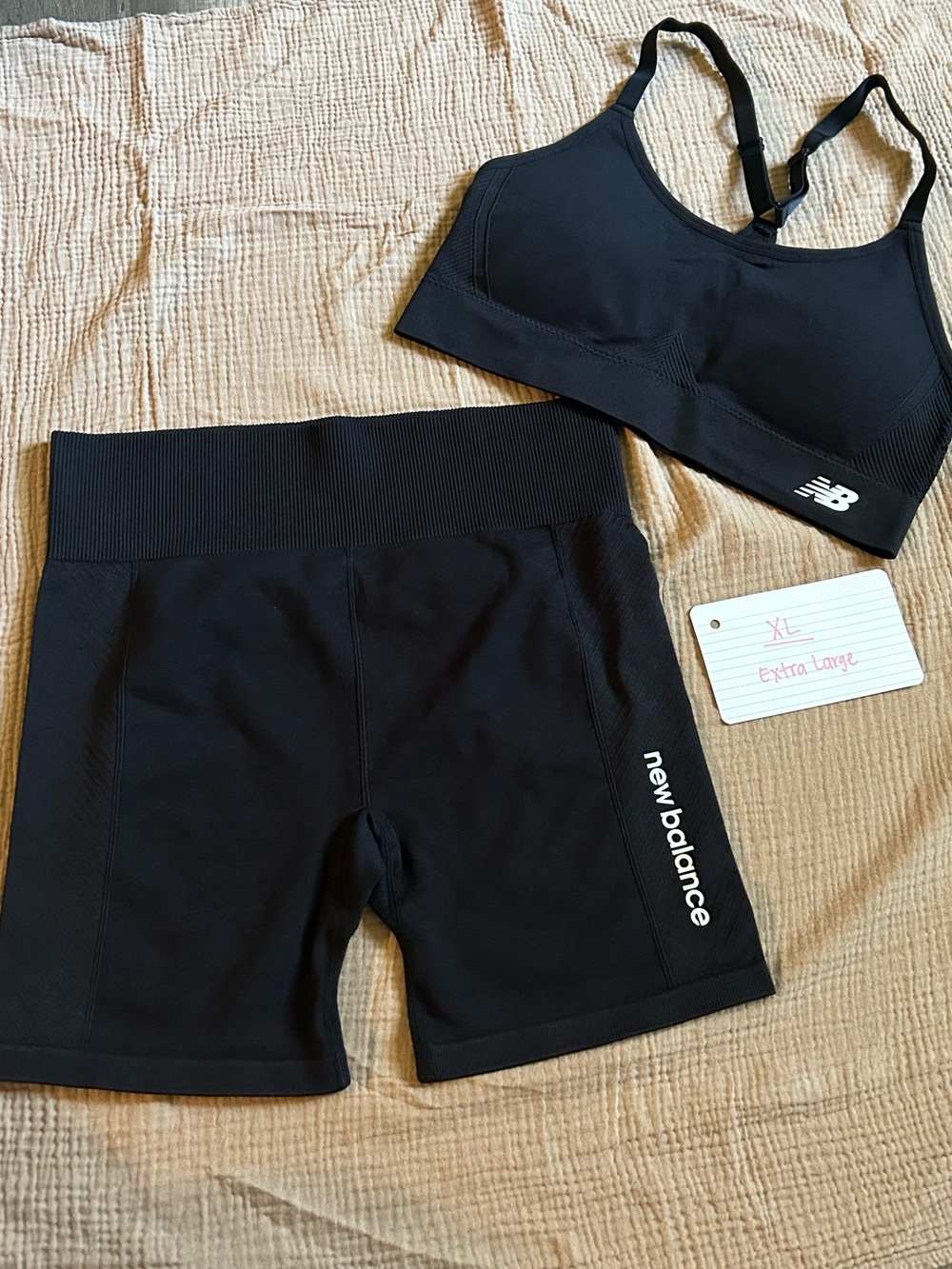 New Balance Black Girls' Sports Bra and Bike Shorts Set